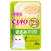 CIAO だしスープ パウチ クリームスープ ささみ ほたて貝柱・チーズ入り 40g チャオ いなばペットフード(40g)