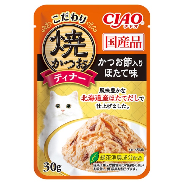 CIAO こだわり 焼かつおディナー かつお節入り ほたて味 30g チャオ いなばペットフード(30g)