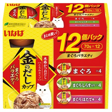 いなば 金のだし カップ まぐろバラエティ 70g×12個 いなばペットフード