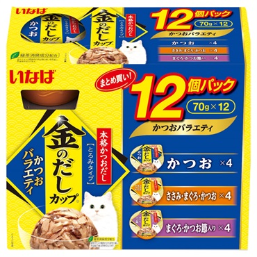 いなば 金のだし カップ かつおバラエティ 70g×12個 いなばペットフード