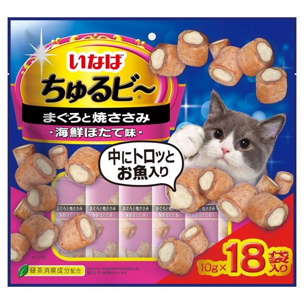いなば ちゅるビ～ まぐろと焼ささみ 海鮮ほたて味 10g×18袋 いなばペットフード(10g×18袋)
