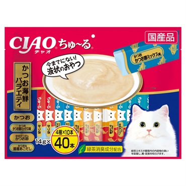 9 いなば CIAO おさかなちゅーる 4種のバラエティ 400本 CIAO ちゅ～る かつお海鮮バラエティ 14g×40本 チャオ いなばペット