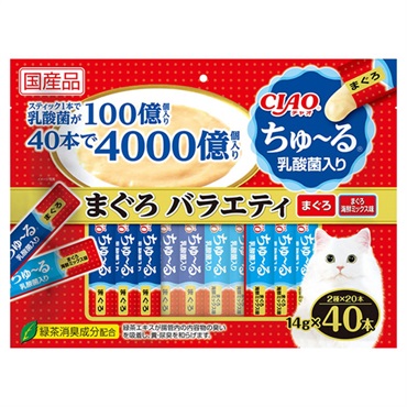 CIAO ちゅ～る 乳酸菌入り まぐろバラエティ 14g×40本 チャオ いなばペットフード