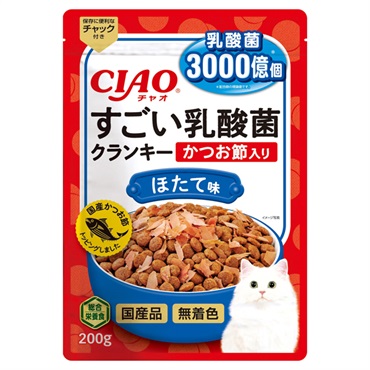 CIAO すごい乳酸菌 クランキー かつお節入り ほたて味 200g チャオ いなばペットフード