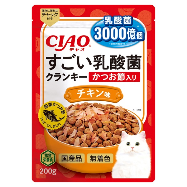 CIAO すごい乳酸菌 クランキー かつお節入り チキン味 200g チャオ いなばペットフード(200g)