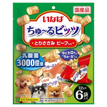いなば ちゅ～るビッツ とりささみ ビーフ入り 12g×6袋 いなばペットフード