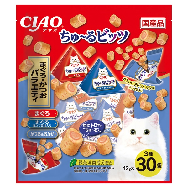 CIAO ちゅ～るビッツ まぐろ・かつおバラエティ 12g×30袋 チャオ いなばペットフード(12g×30袋)