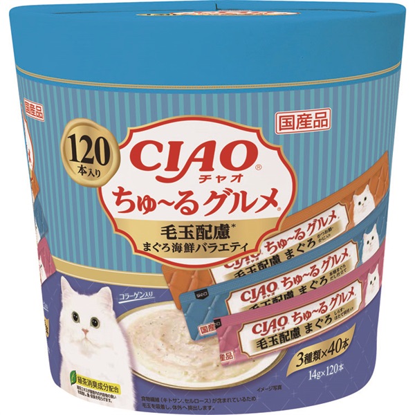 4箱(480本) いなば チャオちゅーるグルメ かつお海鮮バラエティ おやつ