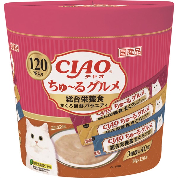 ＣＩＡＯちゅーるグルメ１４ｇｘ１２０本(総合栄養食まぐろ海鮮バラエティ)