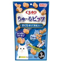 CIAO ちゅ～るビッツ まぐろ ほたて貝柱入り 12g×3袋 チャオ いなばペットフード(12g×3袋)