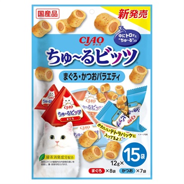 CIAO ちゅ～るビッツ まぐろ・かつおバラエティ 12g×15袋 チャオ いなばペットフード