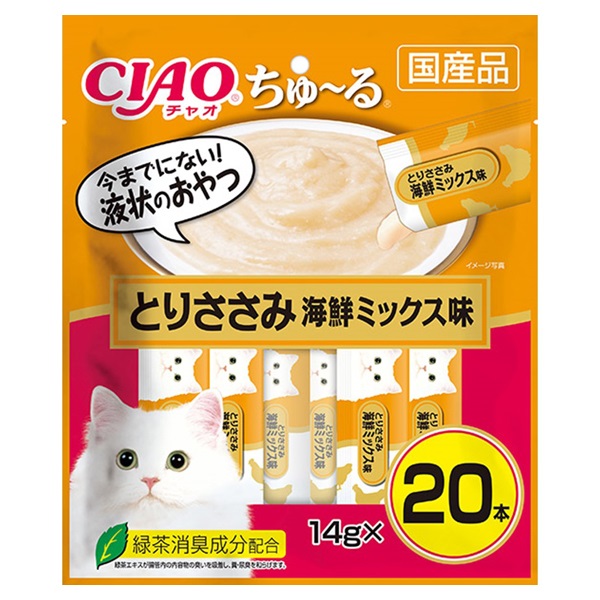 CIAO ちゅ～る とりささみ 海鮮ミックス味 14g×20本 チャオ いなばペットフード(14g×20本)