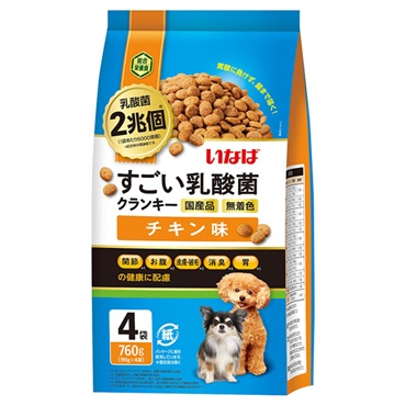 いなば すごい乳酸菌 クランキー チキン味 190g×4袋 いなばペットフード