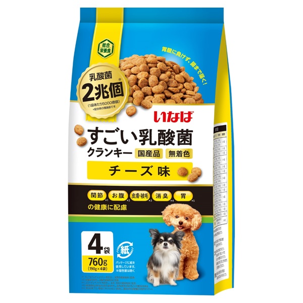 いなば すごい乳酸菌 クランキー チーズ味 190g×4袋 いなばペットフード(190g×4袋)