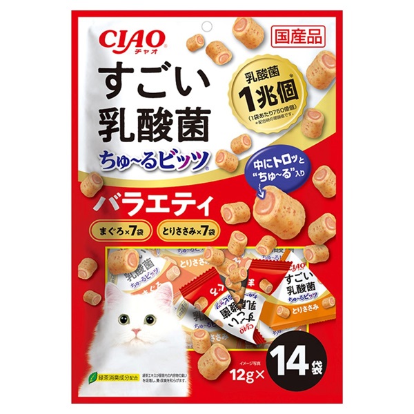 CIAO すごい乳酸菌 ちゅ～るビッツ バラエティ 12g×14袋 チャオ いなばペットフード(12g×14袋)