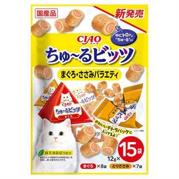 CIAO ちゅ～るビッツ まぐろ・ささみバラエティ 12g×15袋 チャオ いなばペットフード