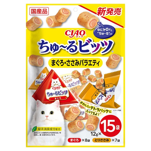 CIAO ちゅ～るビッツ まぐろ・ささみバラエティ 12g×15袋 チャオ いなばペットフード(12g×15袋)