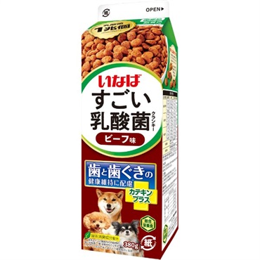 すごい乳酸菌 クランキー 牛乳パック 380g すごい乳酸菌 いなばペットフード(ビーフ味)