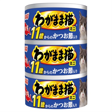 いなば わがまま猫 まぐろミニ 11歳からのかつお節入り 60g×3缶 いなばペットフード