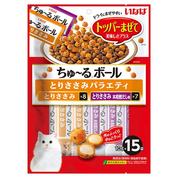 ToももちゃんChicharon Salt & Garlic いなば ちゅ～るボール とりささみバラエティ 10g×15袋 いなばペット
