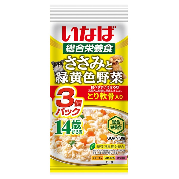 いなば ささみと緑黄色野菜 11歳からのチーズ入り 60g×3袋 いなば