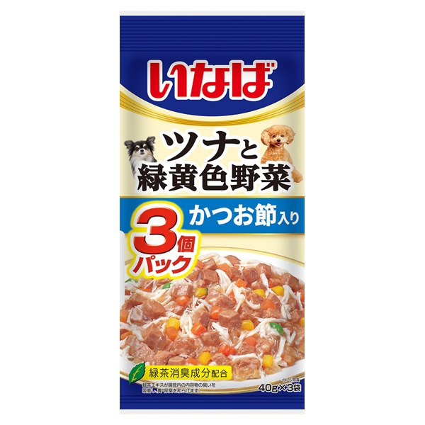 ツナと緑黄色野菜 40g×3袋 いなば いなばペットフード(かつお節入り)