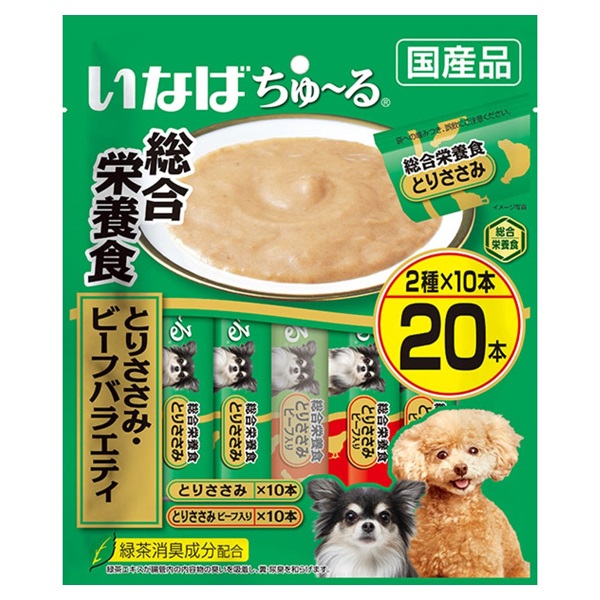 いなば ちゅ～る 総合栄養食 とりささみ・ビーフバラエティ 14g×20本 いなばペットフード(14g×20本)
