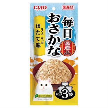 CIAO 毎日おさかな 60g×3袋 チャオ いなばペットフード(まぐろ・かつお/ほたて味)