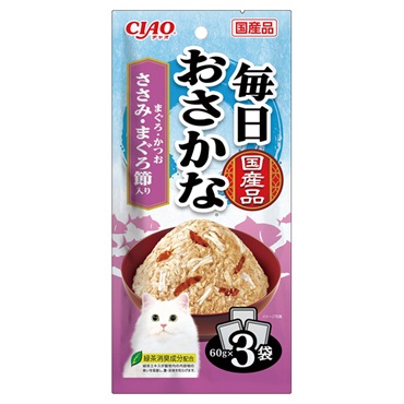 CIAO 毎日おさかな 60g×3袋 チャオ いなばペットフード(まぐろ・かつお/ささみ・まぐろ節入り)