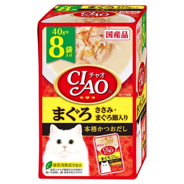 CIAO パウチ まぐろ ささみ・まぐろ節入り 40g×8袋 チャオ いなばペットフード
