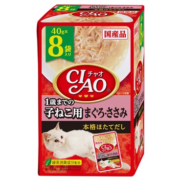 CIAO パウチ 1歳までの子ねこ用 まぐろ・ささみ 40g×8袋 チャオ いなばペットフード
