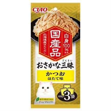 CIAO おさかな三昧 かつお ほたて味 60g×3袋 チャオ いなばペットフード