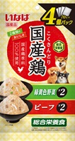 国産鶏 70g×4袋  いなばペットフード(緑黄色野菜＆ビーフバラエティ)