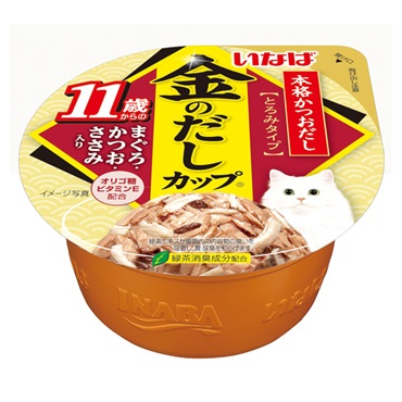 いなば 金のだし カップ 11歳からのまぐろ・かつお・ささみ入り 70g いなばペットフード