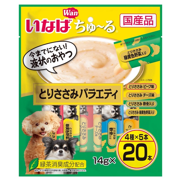いなば　ちゅーる　とりささみバラエティー（１４ｇ×８０本）１２個セット いなば ちゅ～る とりささみバラエティ 14g×20本 いなばペット