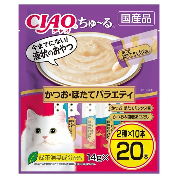 CIAO ちゅ～る かつお・ほたてバラエティ 14g×20本 チャオ いなばペットフード(14g×20本)