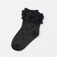 フォーマル リボンクルー丈ソックス 女の子 キッズ 16cm-21cm(ブラック-16-18cm)