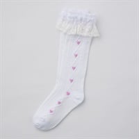 フォーマル ハートダイヤハイソックス 女の子 キッズ 16cm-21cm(ホワイト-16-18cm)