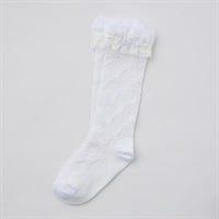 フォーマル リボンハイソックス 女の子 キッズ 16cm-21cm(ホワイト-16-18cm)