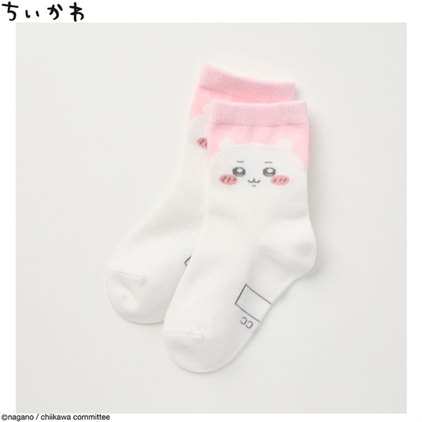 「ちいかわ 」クルー丈ソックス 女の子 キッズ(ピンク-15-20cm)