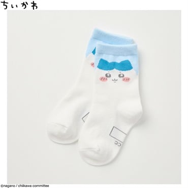 「ちいかわ 」クルー丈ソックス 女の子 キッズ(サックス-15-20cm)