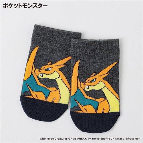 ポケットモンスター メガシンカ スニーカー丈ソックス 15-20/19-24cm キッズ 男の子(オレンジ-15-20cm)