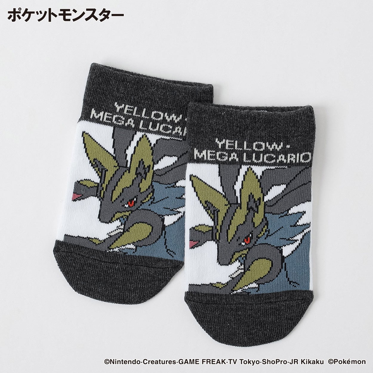 ポケットモンスター メガシンカ スニーカー丈ソックス 15-20/19-24cm キッズ 男の子(チャコール-19-24cm)