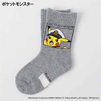 ポケットモンスター クルー丈ソックス 15-20/19-24cm キッズ 男の子(グレー-15-20cm)