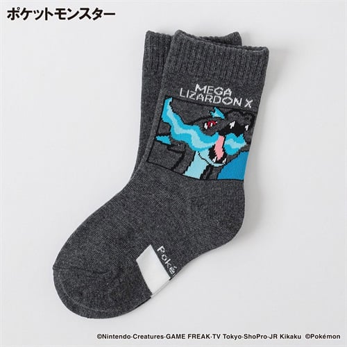 ポケットモンスター クルー丈ソックス 15-20/19-24cm キッズ 男の子(チャコール-15-20cm)