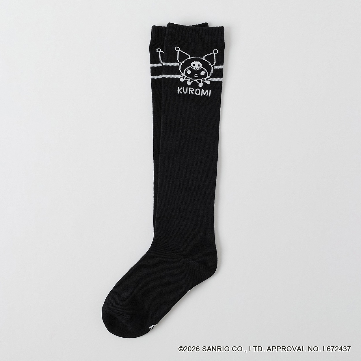 サンリオキャラクターズ ＜クロミ＞ ラインハイソックス 19-24cm キッズ 女の子(ブラック-19-24cm)