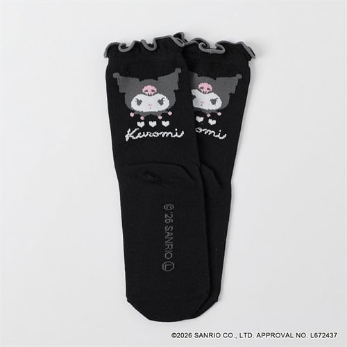 サンリオキャラクターズ ＜クロミ＞ クルー丈ソックス 19-24cm キッズ 女の子(ブラックB-19-24cm)