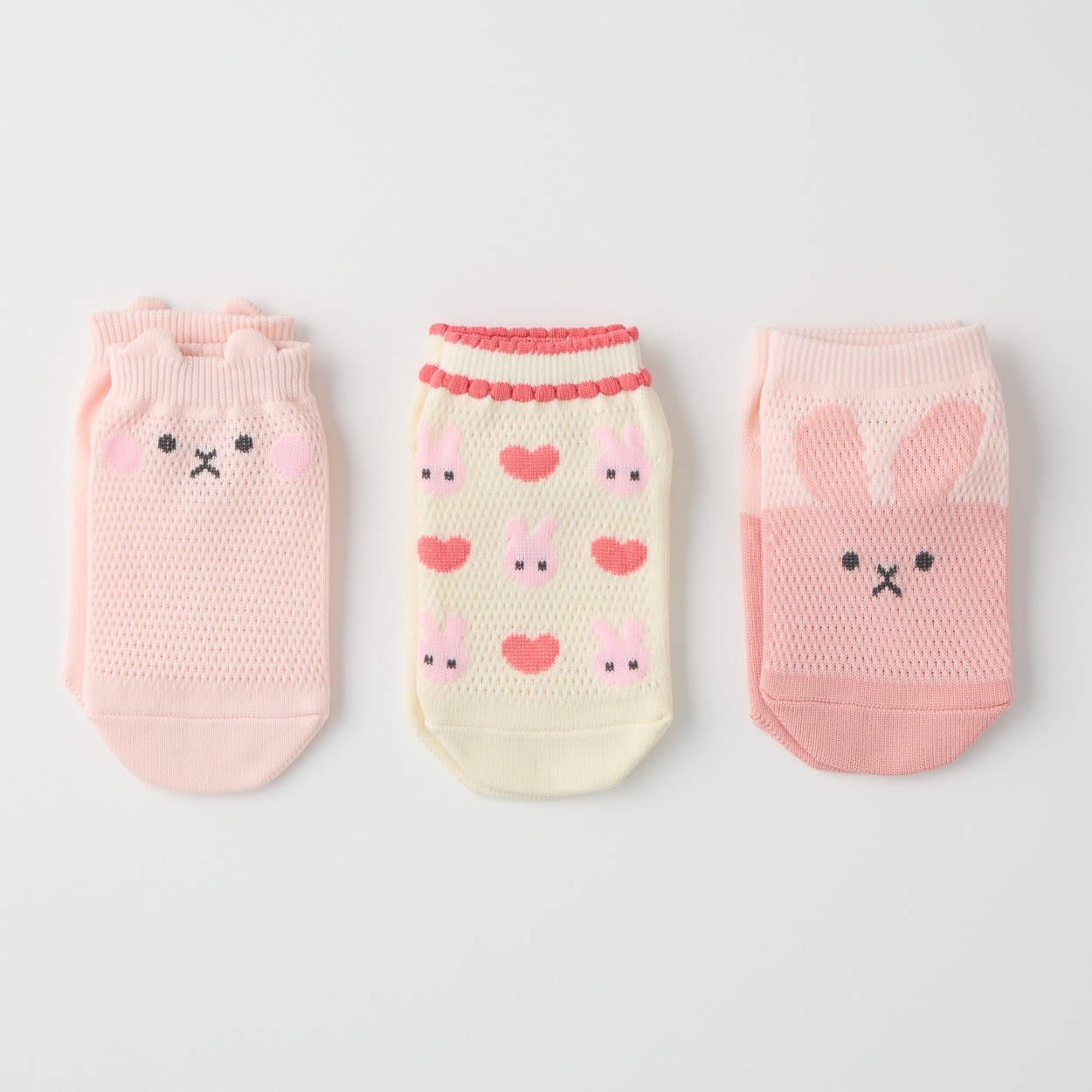 甲メッシュスニーカー丈ソックス３足組 女の子 キッズ(15-20cm)