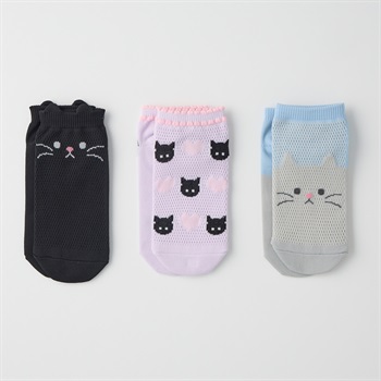 甲メッシュスニーカー丈ソックス３足組 女の子 キッズ(19-24cm)