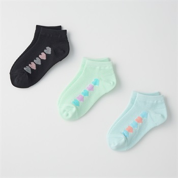 オールメッシュスニーカー丈ソックス3足組 女の子 キッズ(19-24cm)